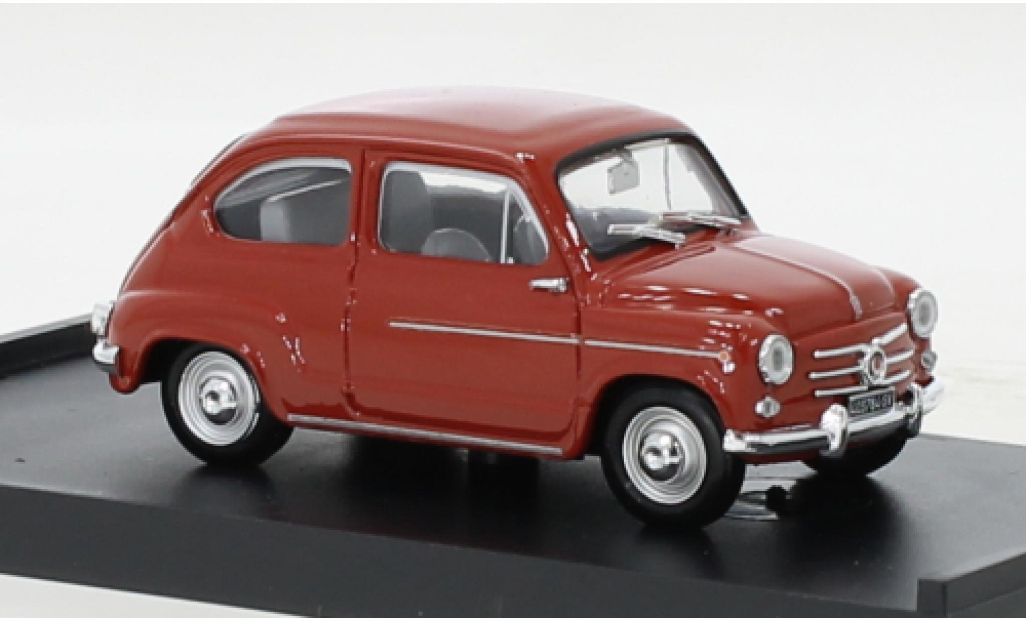 Fiat 600 1/43 Brumm D rood 1960 modelauto