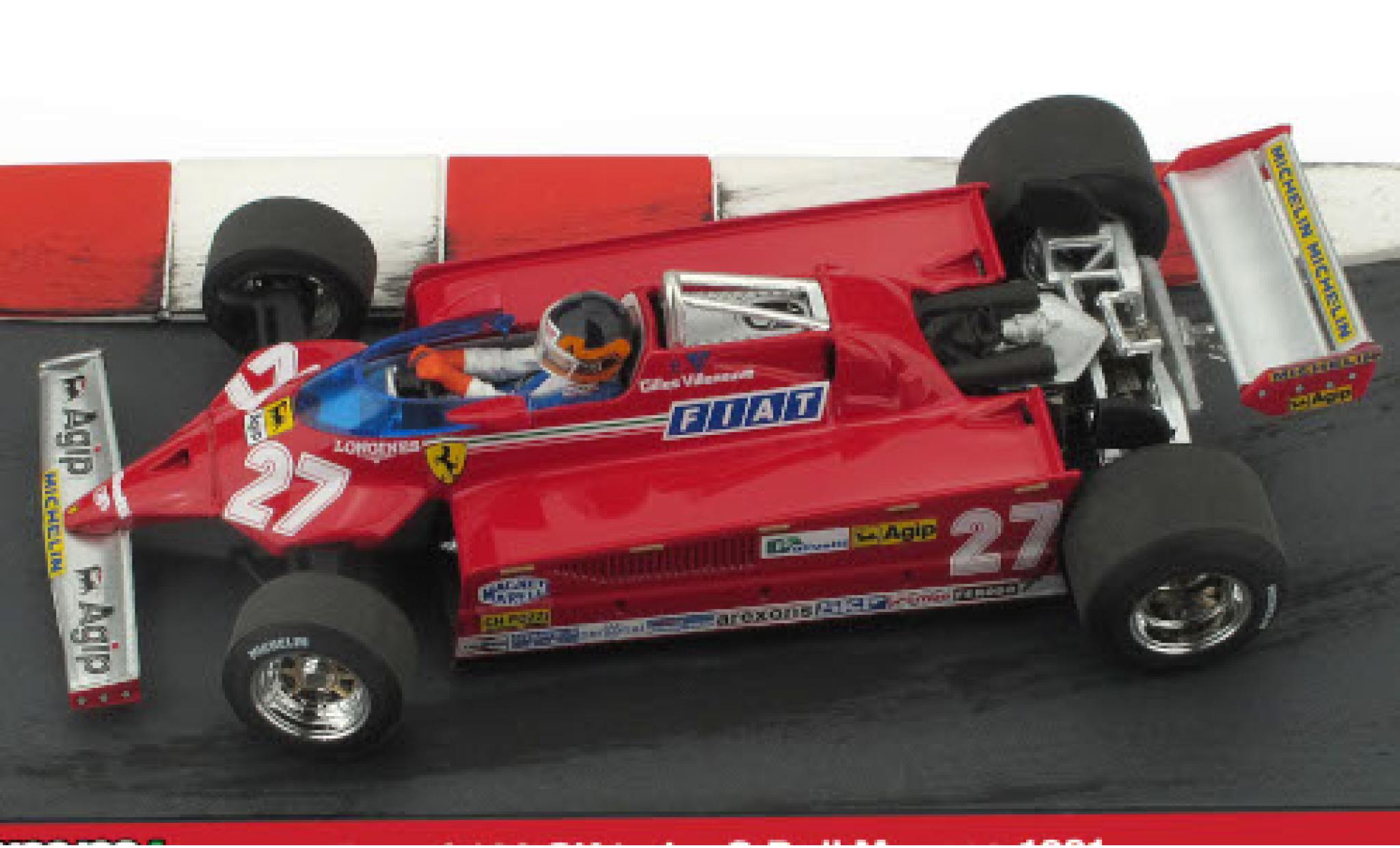 Ferrari 126 1/43 Brumm CK turbo No.27 Scuderia Formel 1 GP Monaco 1981 Minidiorama in Emballage sp�cial G.Villeneuve modelauto
