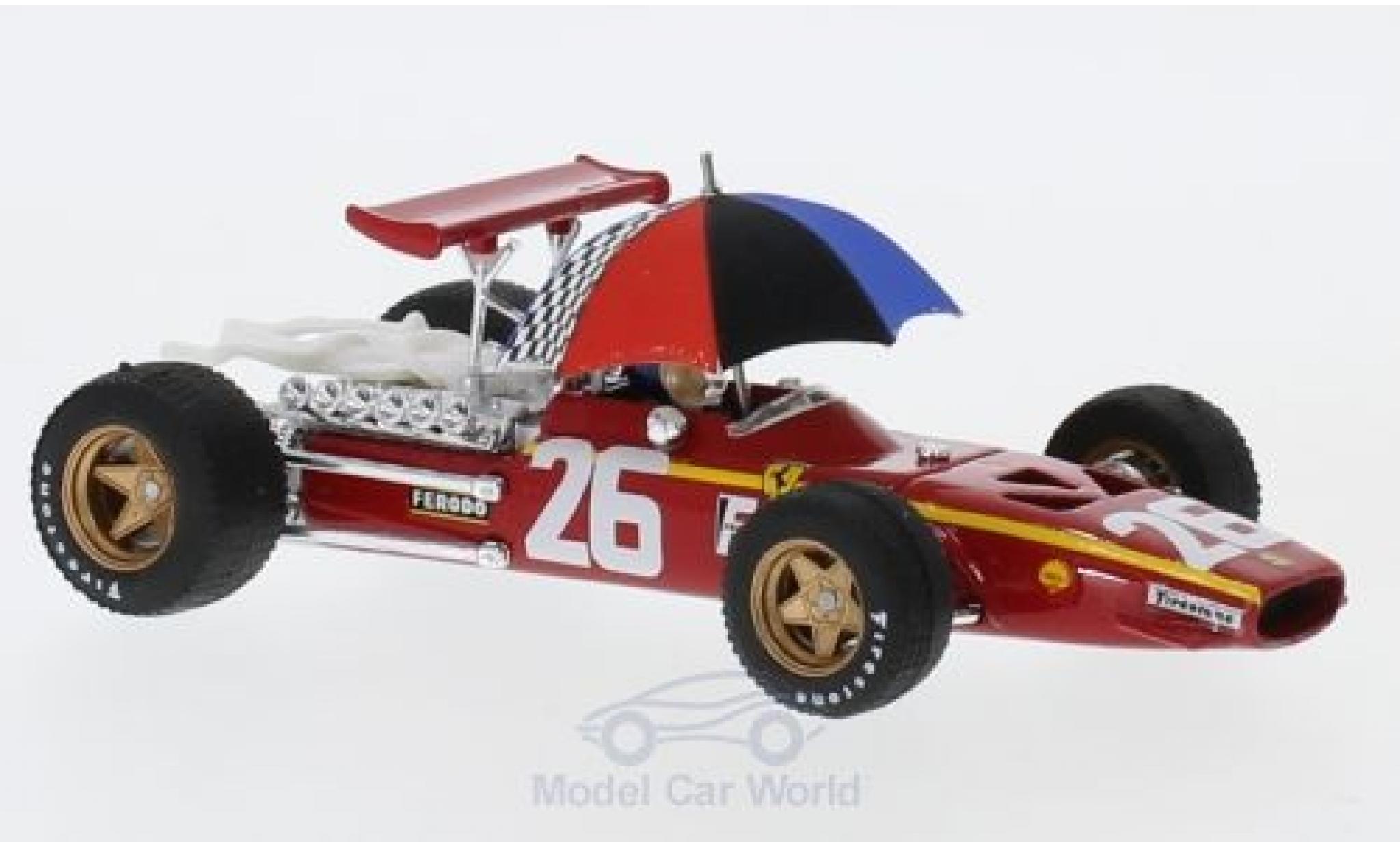 Ferrari 312 P 1/43 Brumm F1 No.26 Formel 1 GP Frankreich 1968 mit Fahrer und Regenschirm J.Ickx modelauto