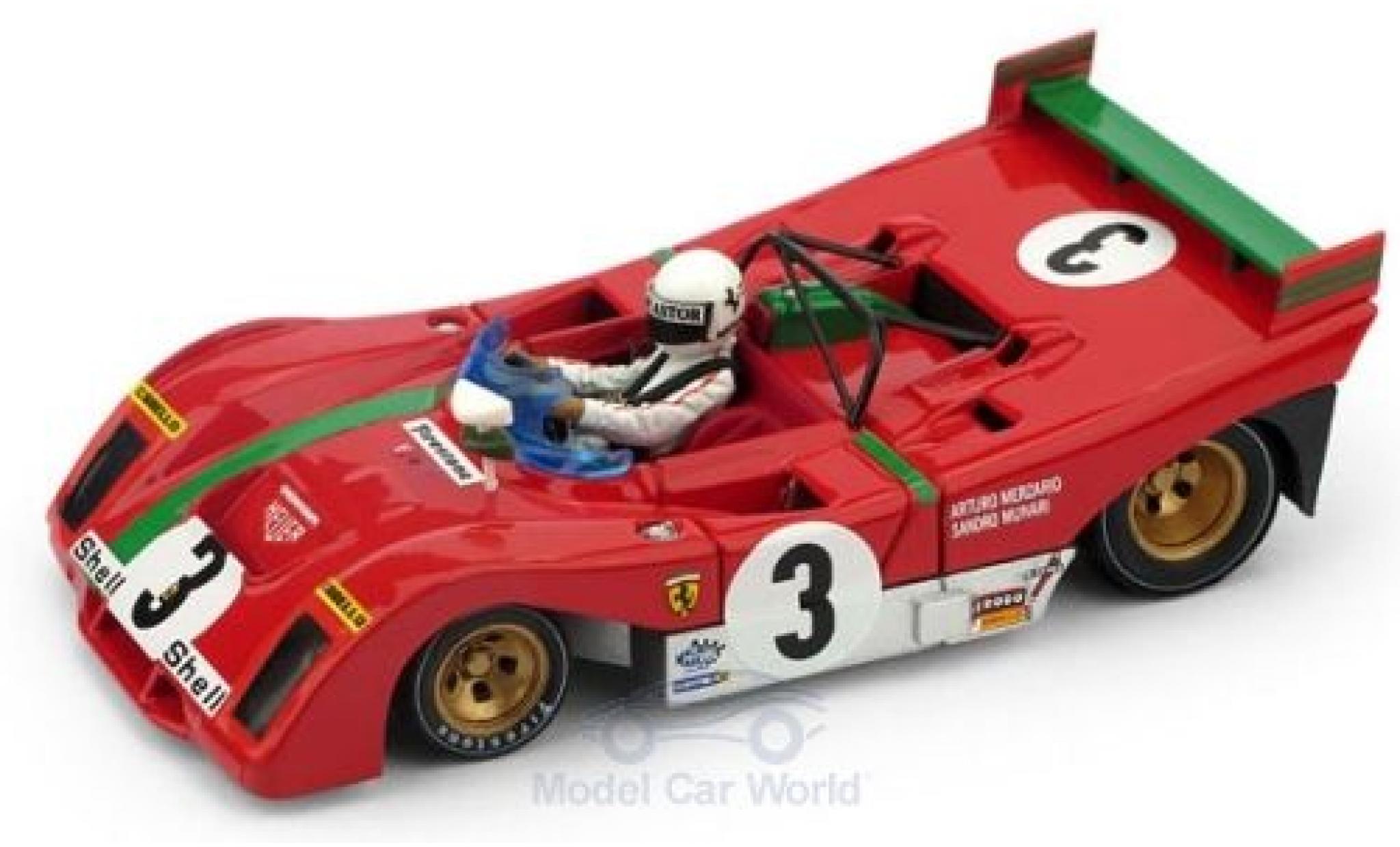 Ferrari 312 1/43 Brumm PB RHD No.3 Targa Florio 1972 A.Merzario modelauto