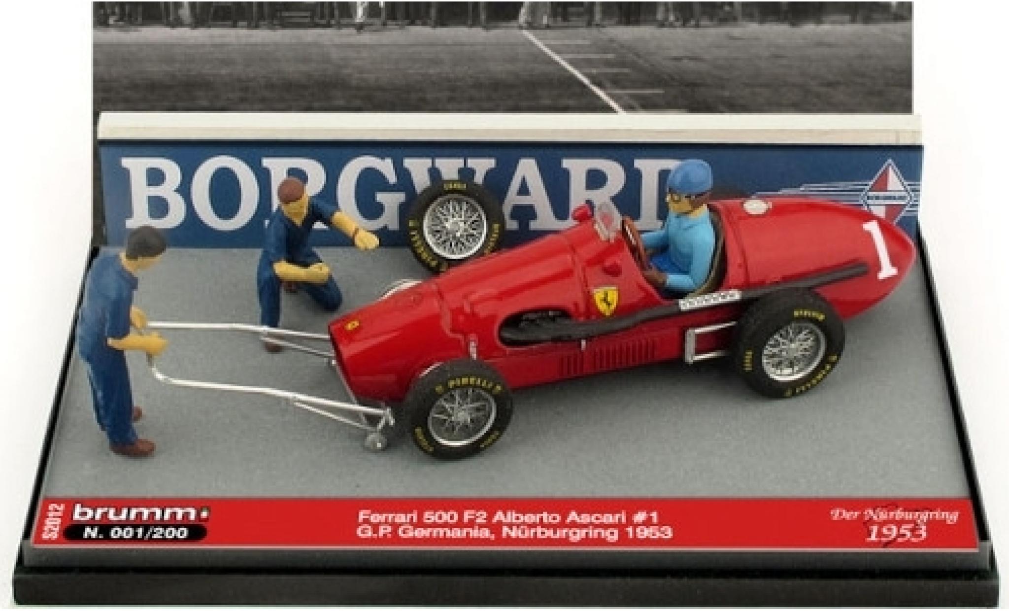 Ferrari 500 1/43 Brumm F2 No.1 Scuderia GP Deutschland 1953 avec figurines in Emballage sp�cial A.Ascari modelauto