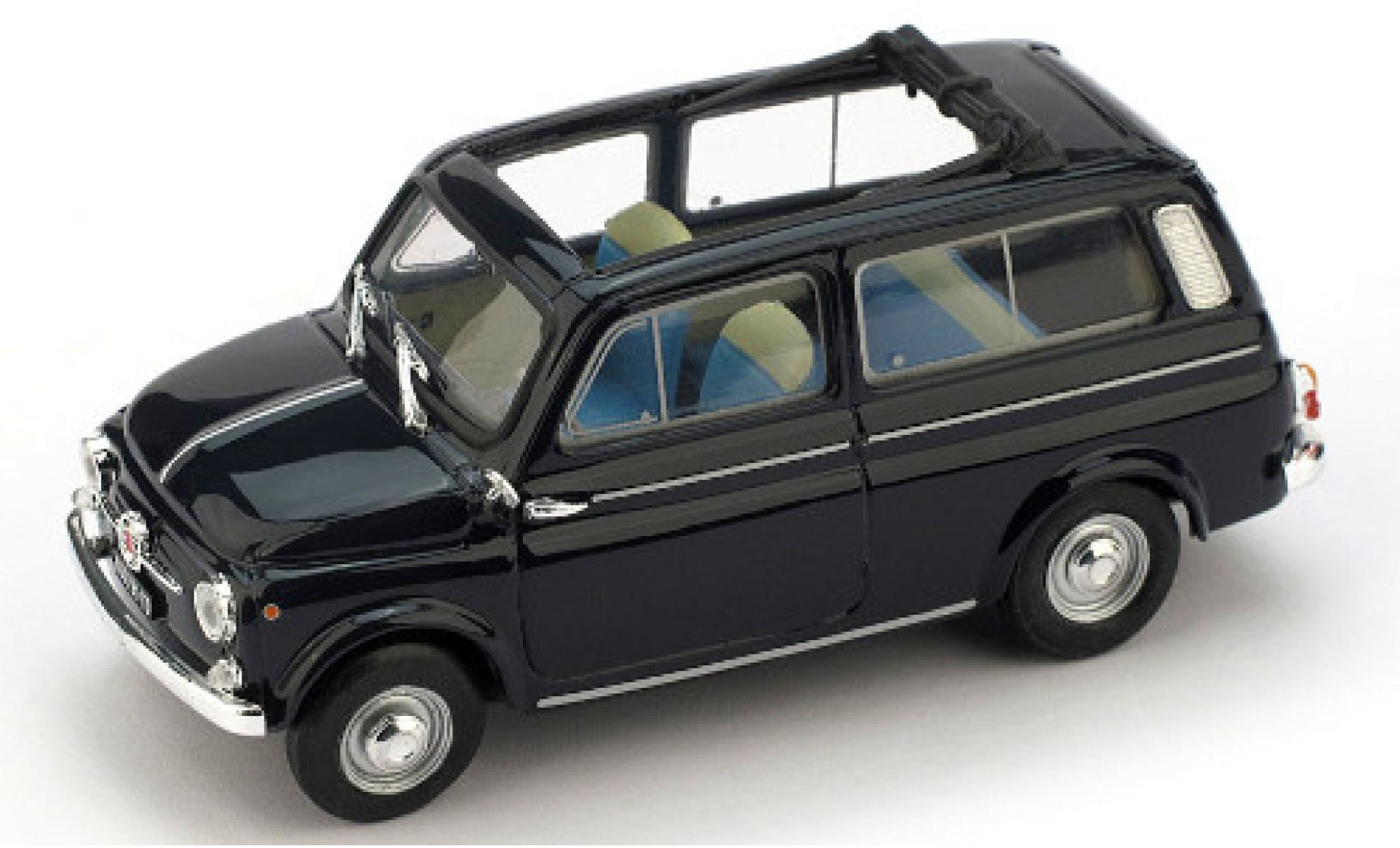 Fiat 500 1/43 Brumm Giardiniera blauw 1960 ougroens/es toit rabattable modelauto