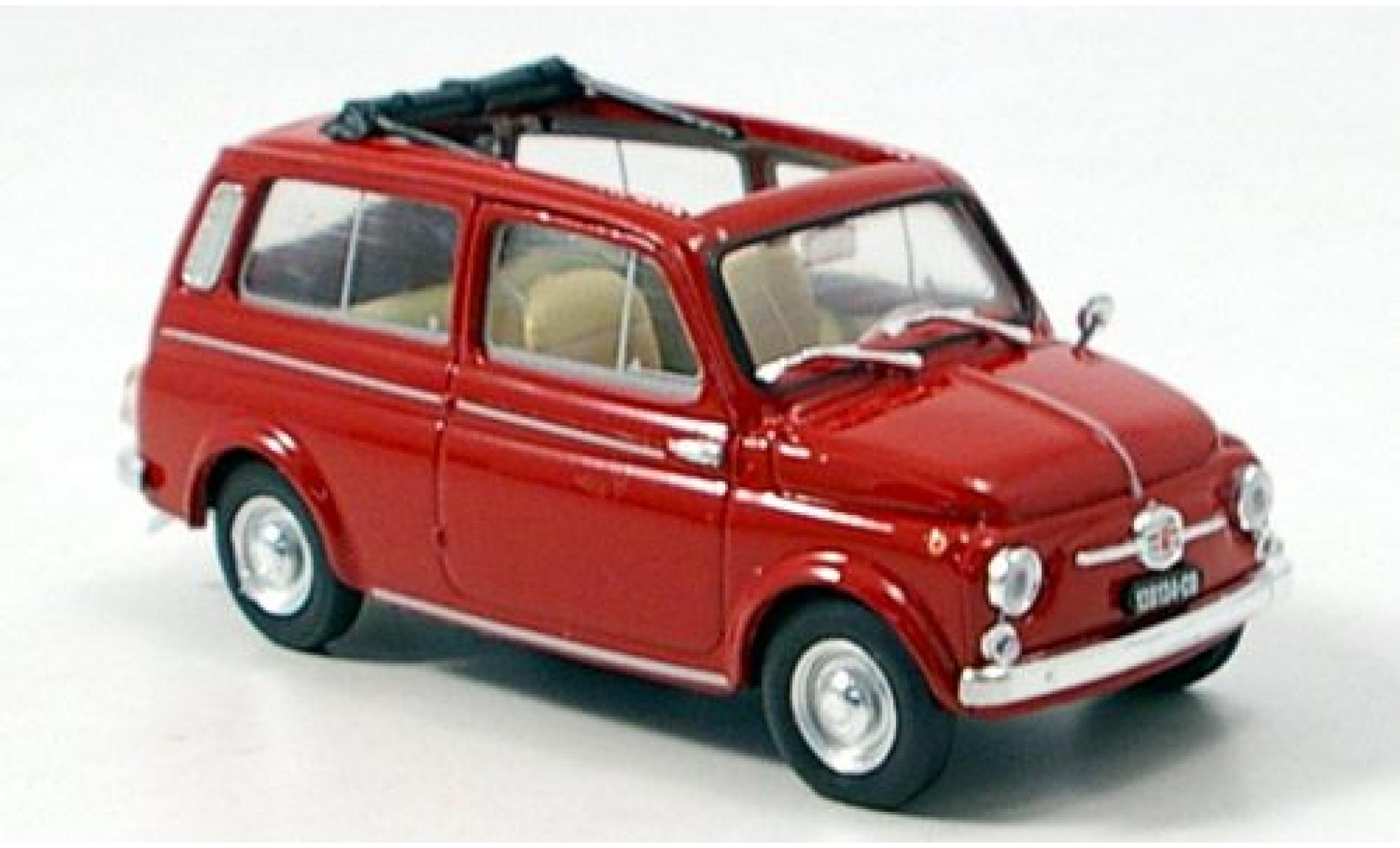 Fiat 500 1/43 Brumm Giardiniera rood 1960 modelauto