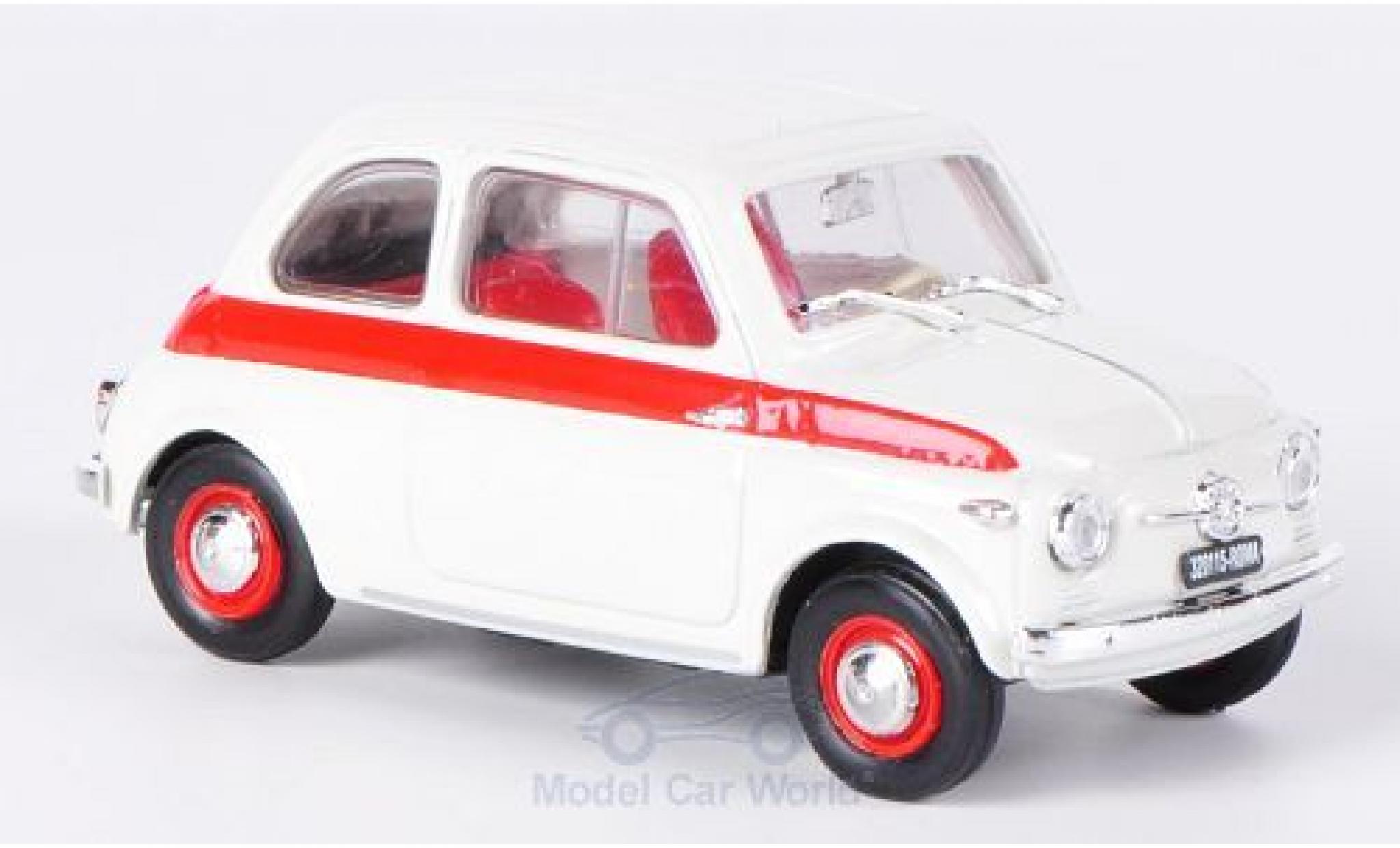 Fiat 500 1/43 Brumm Sport wit/rood 1958 ohne Vitrine modelauto