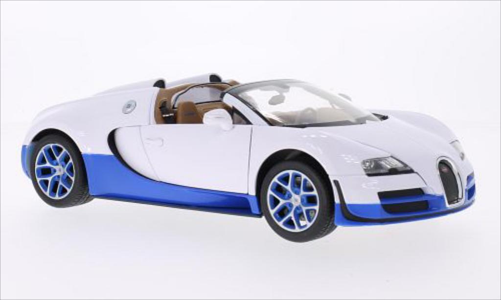 Bugatti Veyron 16.4 1/18 Rastar 16.4 Grand Sport Vitesse wit/blauw modelauto