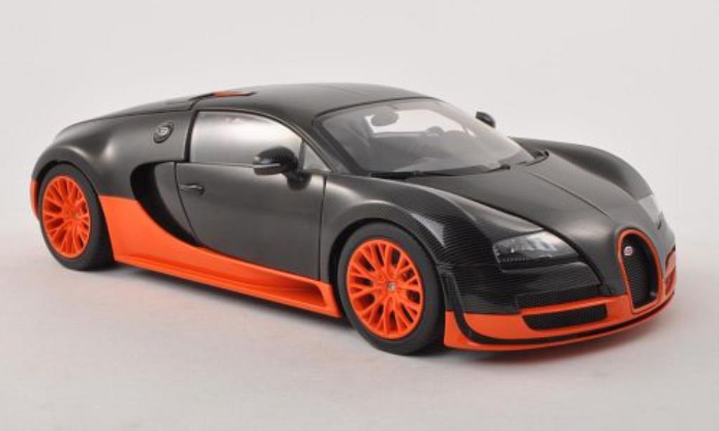 Bugatti Veyron 16.4 1/18 Autoart 16.4 Super Sport zwart/oranje 2010 modelauto