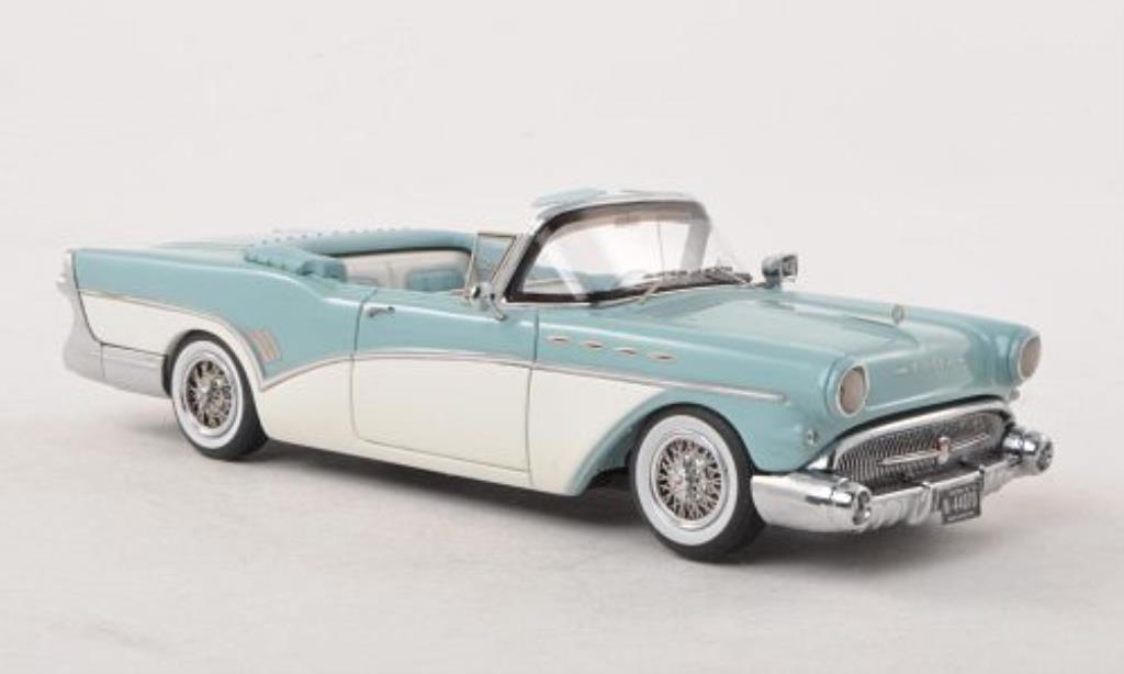 Buick Roadmaster 1/43 Neo Cabriolet blauw-grijs/wit 1957 modelauto