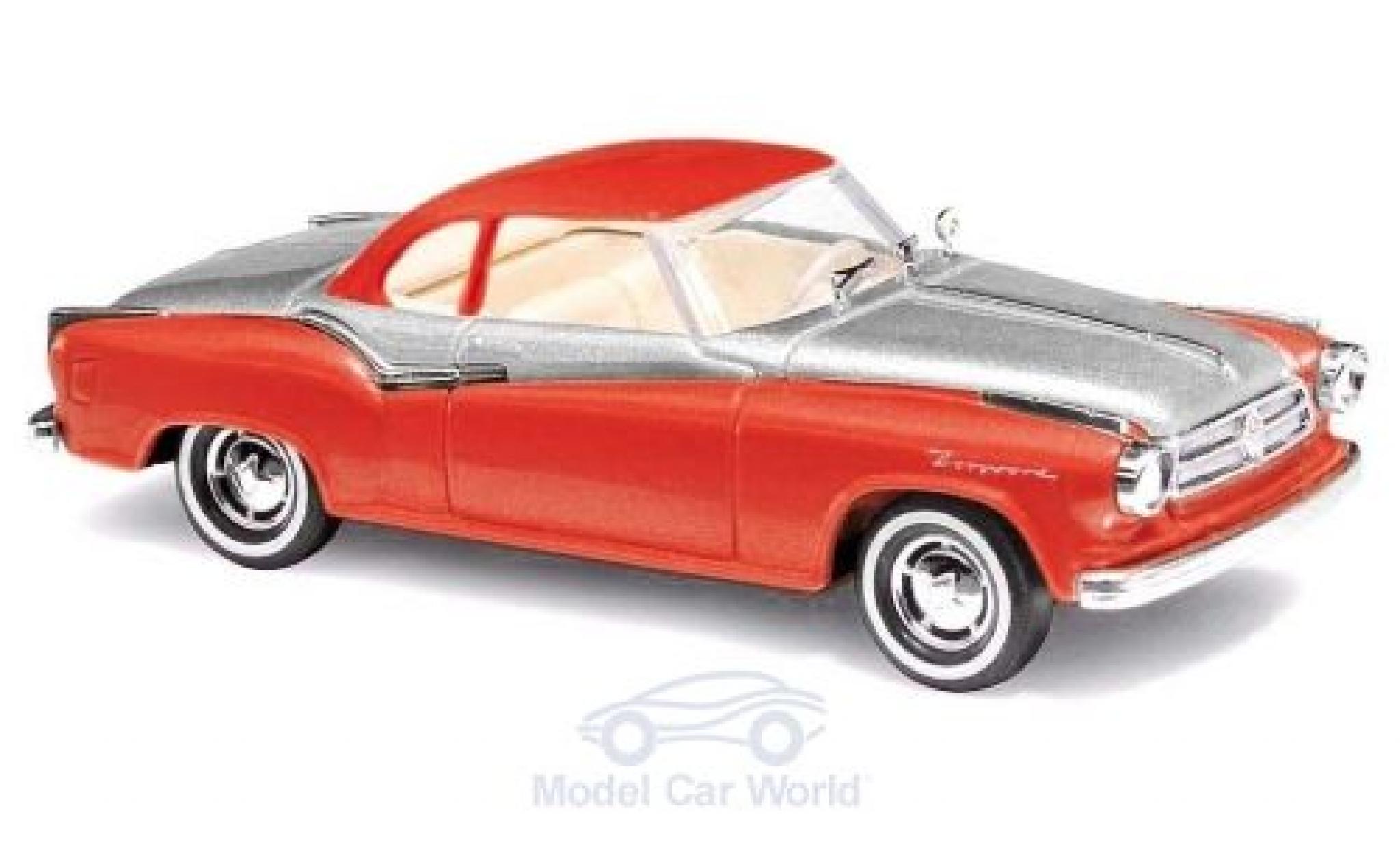 Borgward Isabella 1/87 Busch rood/grijs modelauto