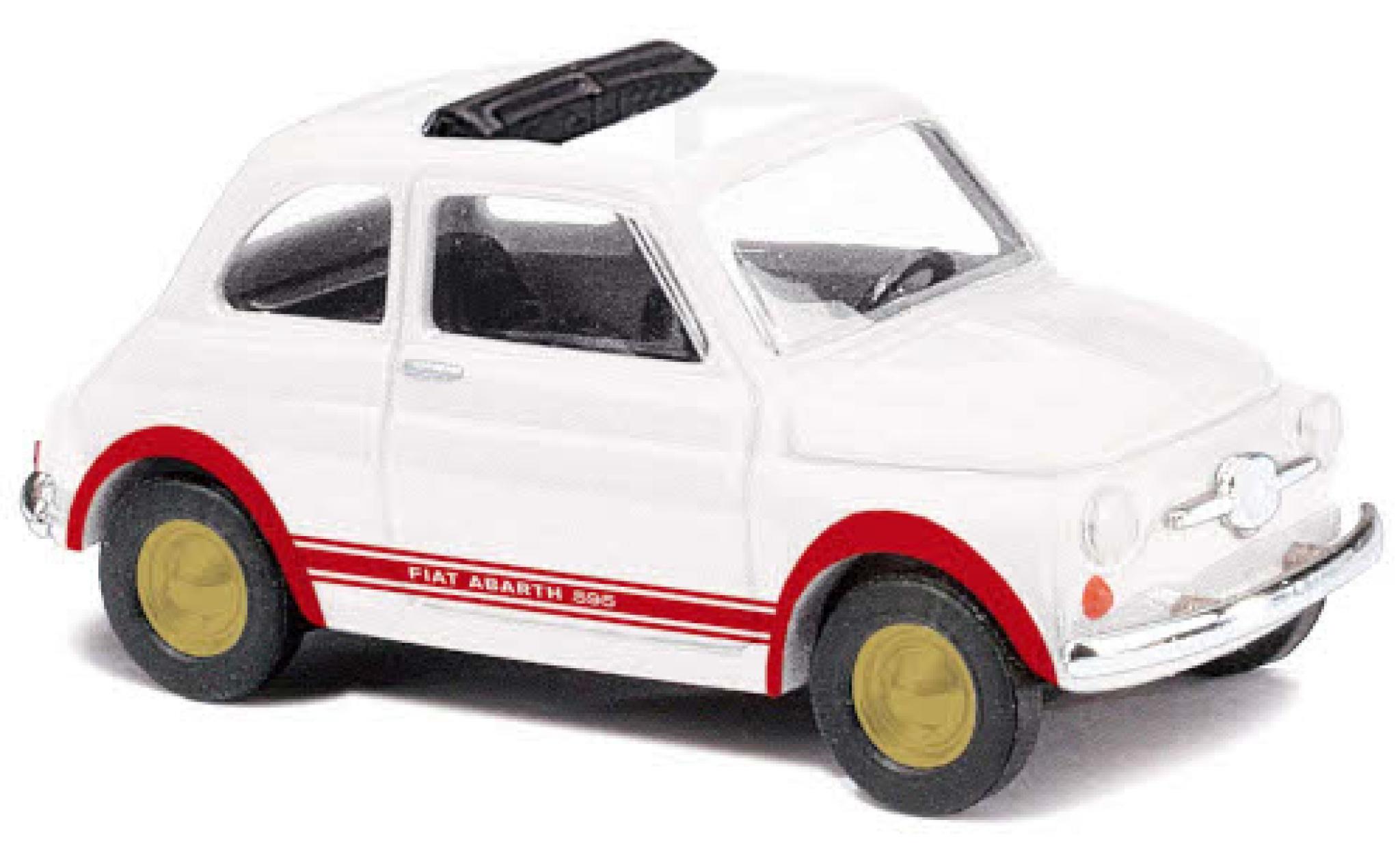 Fiat 500 1/87 Busch Abarth wit/rood 1965 modelauto