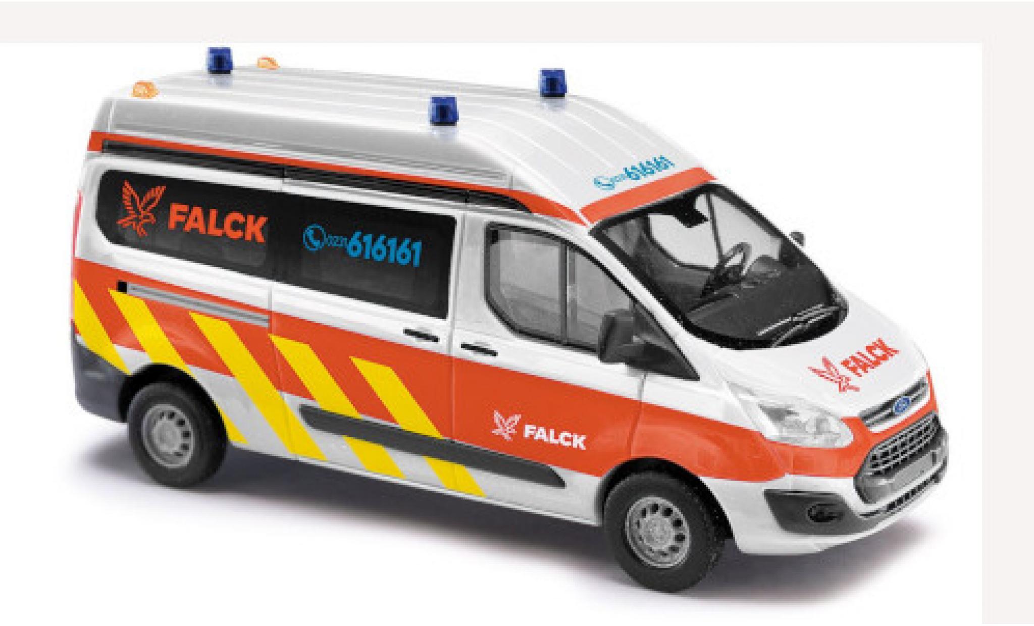 Ford Transit 1/87 Busch Custom Bus HD Rettungsdienst Falck 2012 modelauto