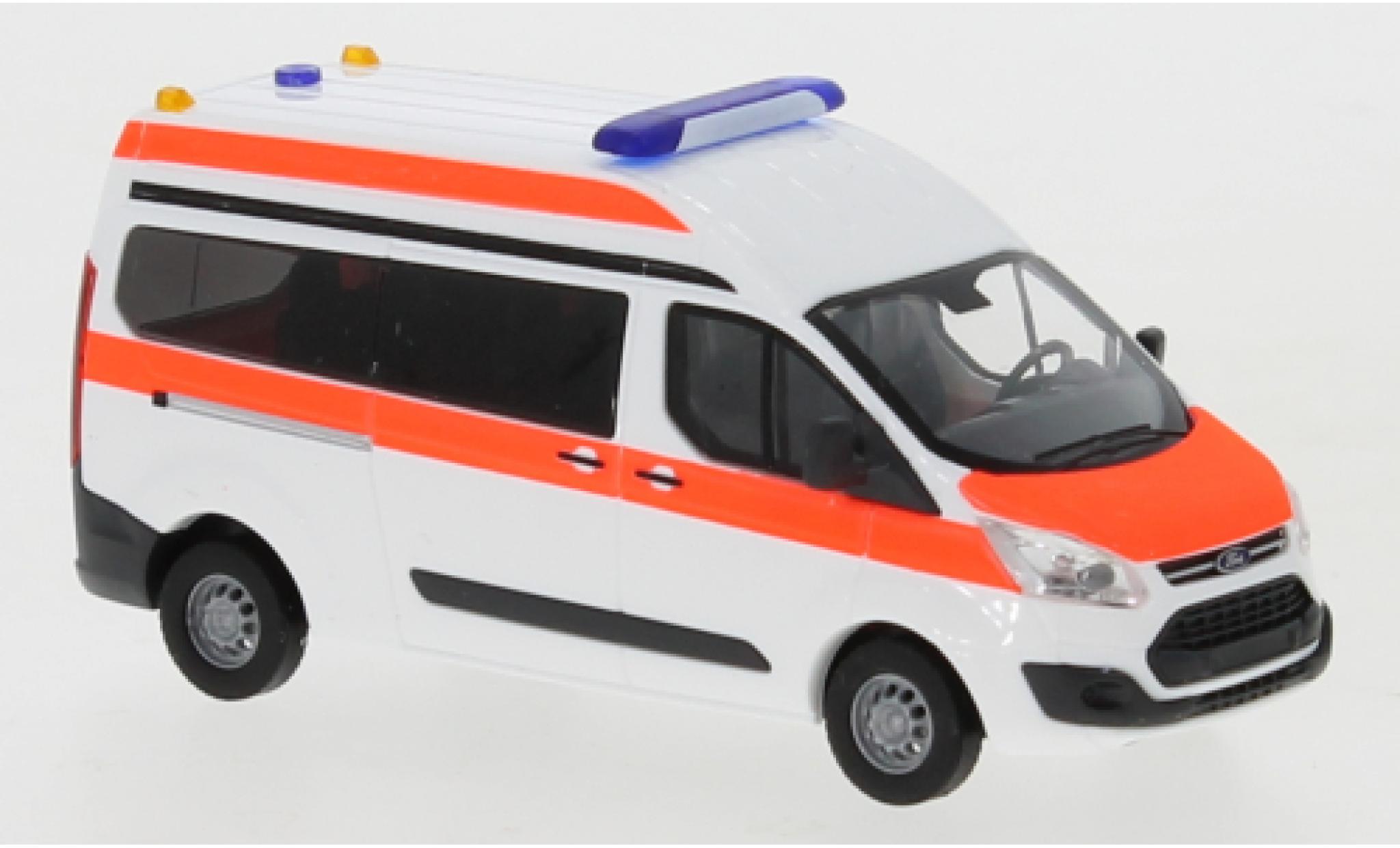 Ford Transit 1/87 Busch Custom Bus Hochdach Strobel wit/rood 2012 Rettungswagen modelauto