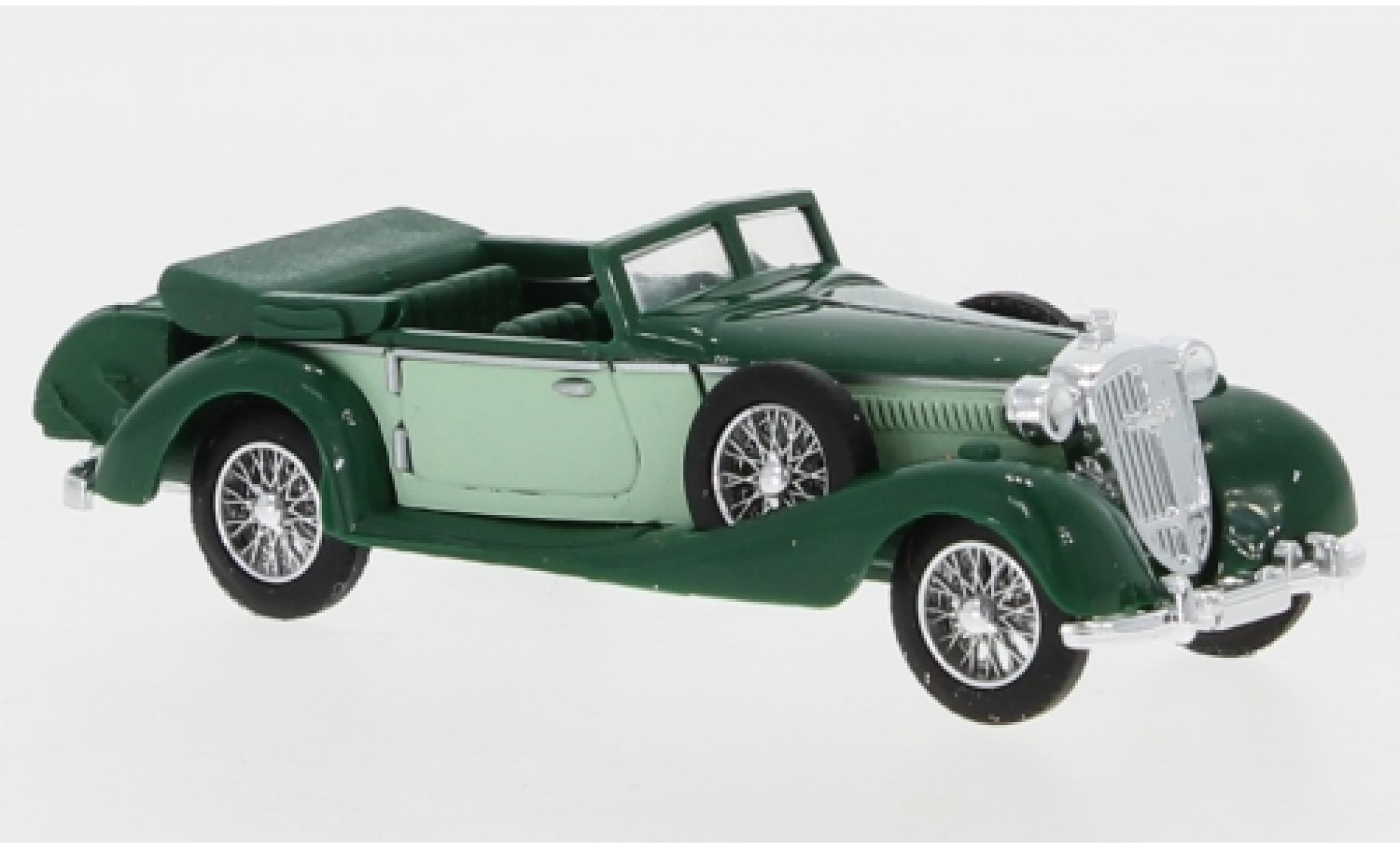 Horch 853 1/87 Busch Cabriolet groen/groen mit Gep&auml;ckkoffer modelauto