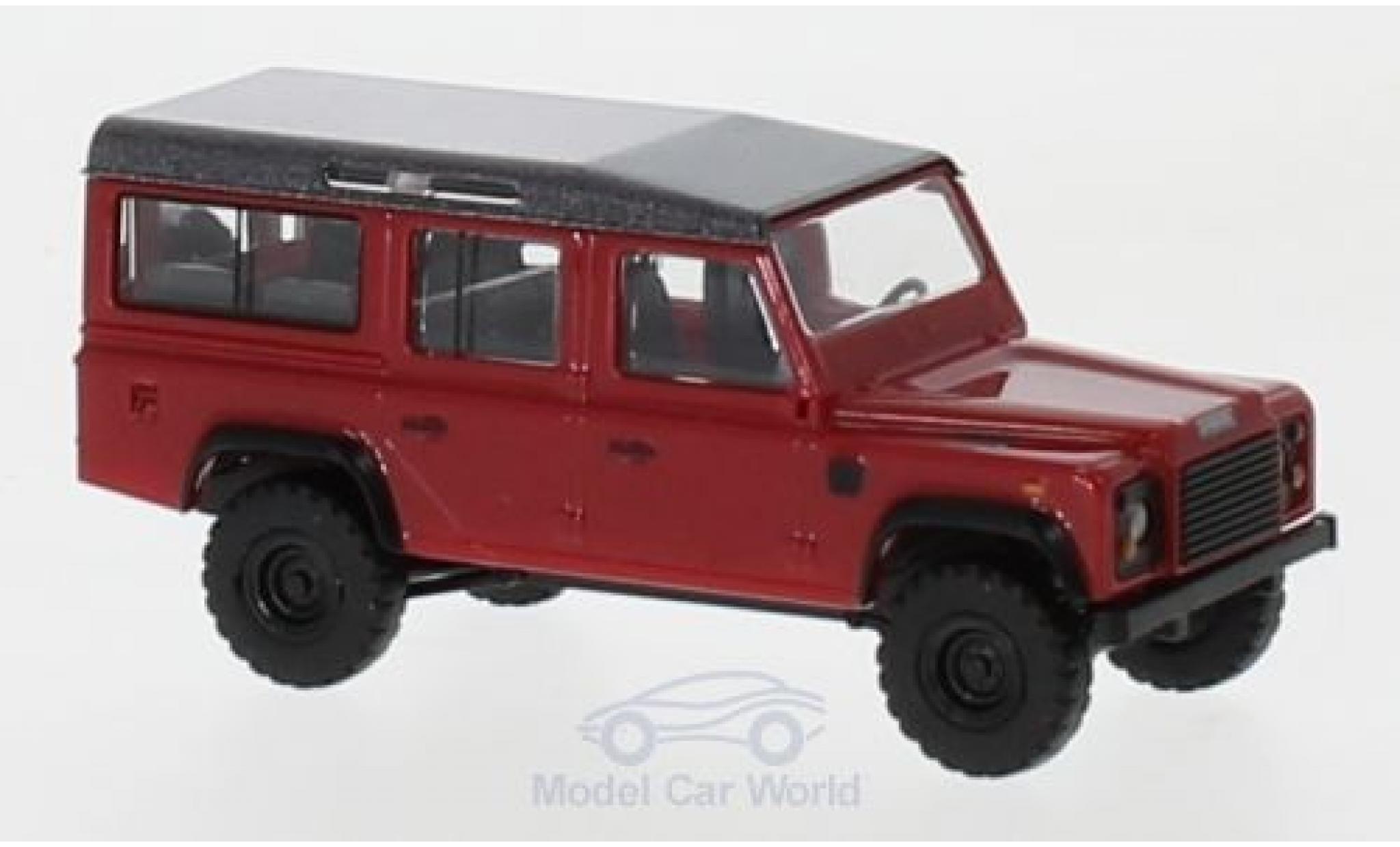 Land Rover Defender 1/87 Busch metallic rood/metallic grijs 1983 modelauto