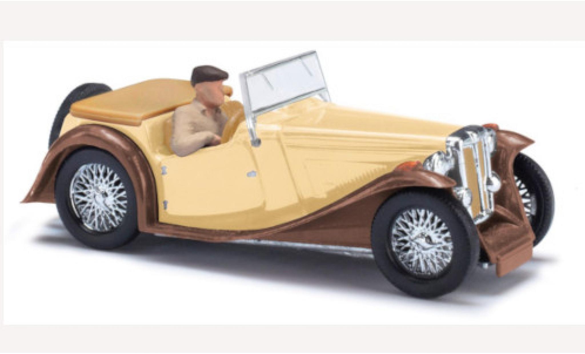 MG Midget 1/87 Busch TC beige/bruin 1968 mit Figur modelauto