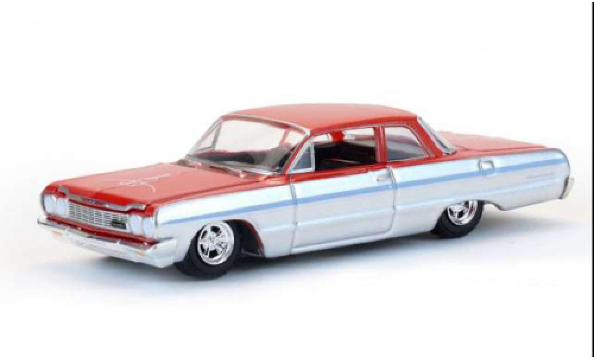 Chevrolet Biscayne 1/64 Greenlight rood/grijs 1964 1:64 modelauto