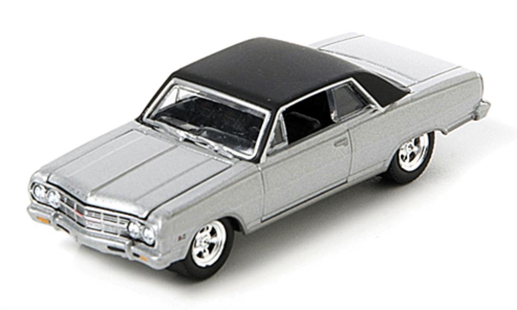 Chevrolet Chevelle 1/64 Greenlight grijsgrijs/zwart 1965 modelauto