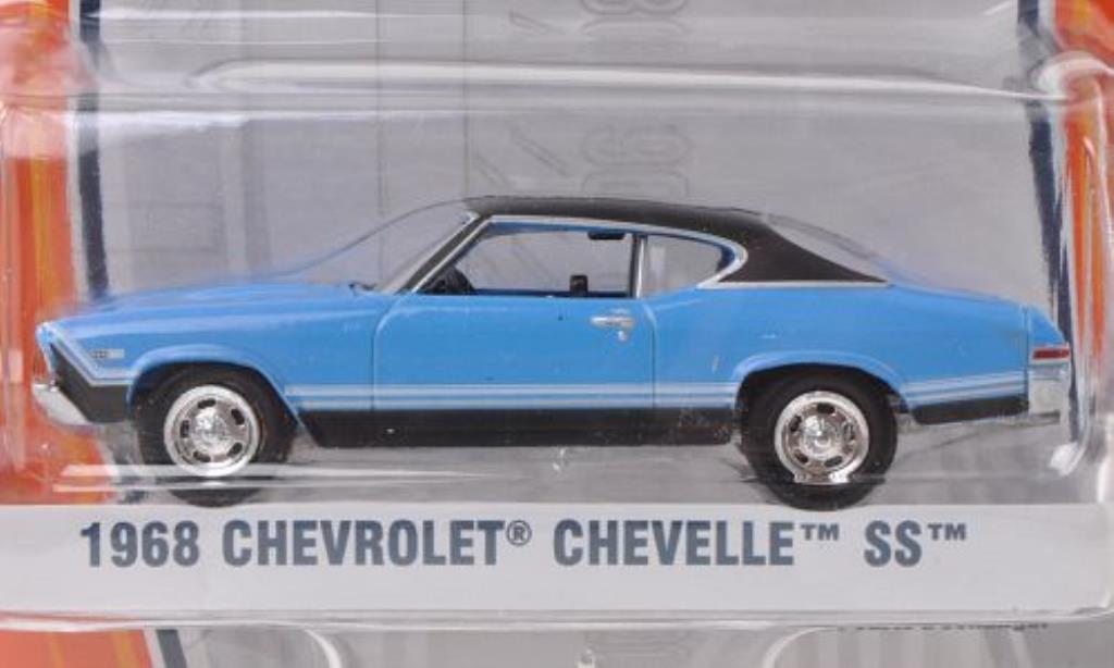 Chevrolet Chevelle 1/64 Greenlight SS blauw/matt-zwart 1968 modelauto