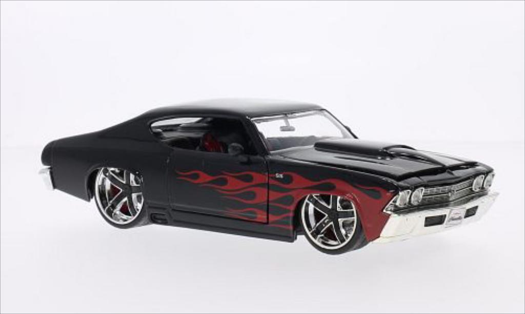 Chevrolet Chevelle 1/24 Jada Toys SS Tuning zwart/rood 1969 modelauto
