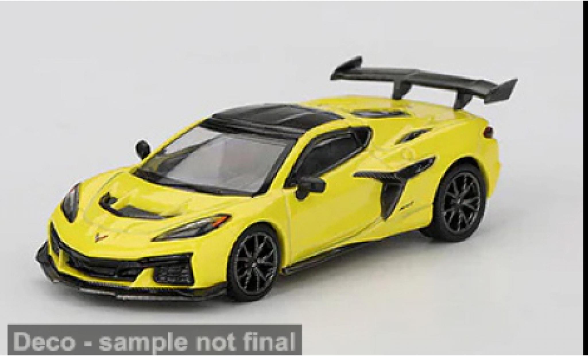 Chevrolet Corvette 1/64 Mini GT C8 ZR1 geel/zwart 2025 1:64 modelauto