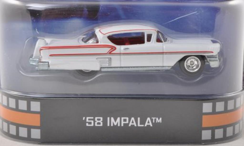 Chevrolet Impala 1/64 Hot Wheels wit/rood American Graffiti 1958 modelauto