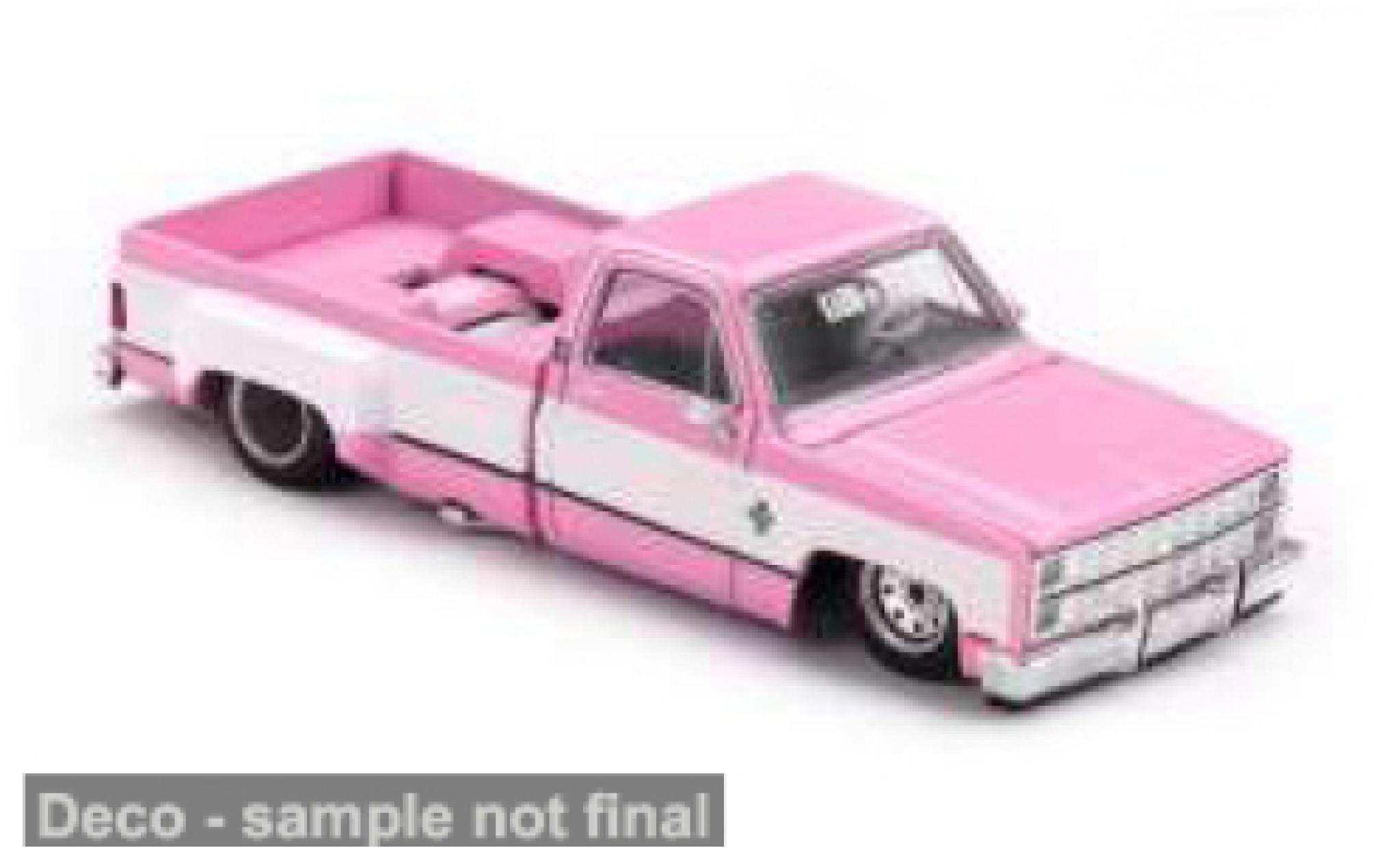 Chevrolet Silverado 1/64 Mini GT Dually Vintage Spec V2 pink/wit 1980 1:64 modelauto