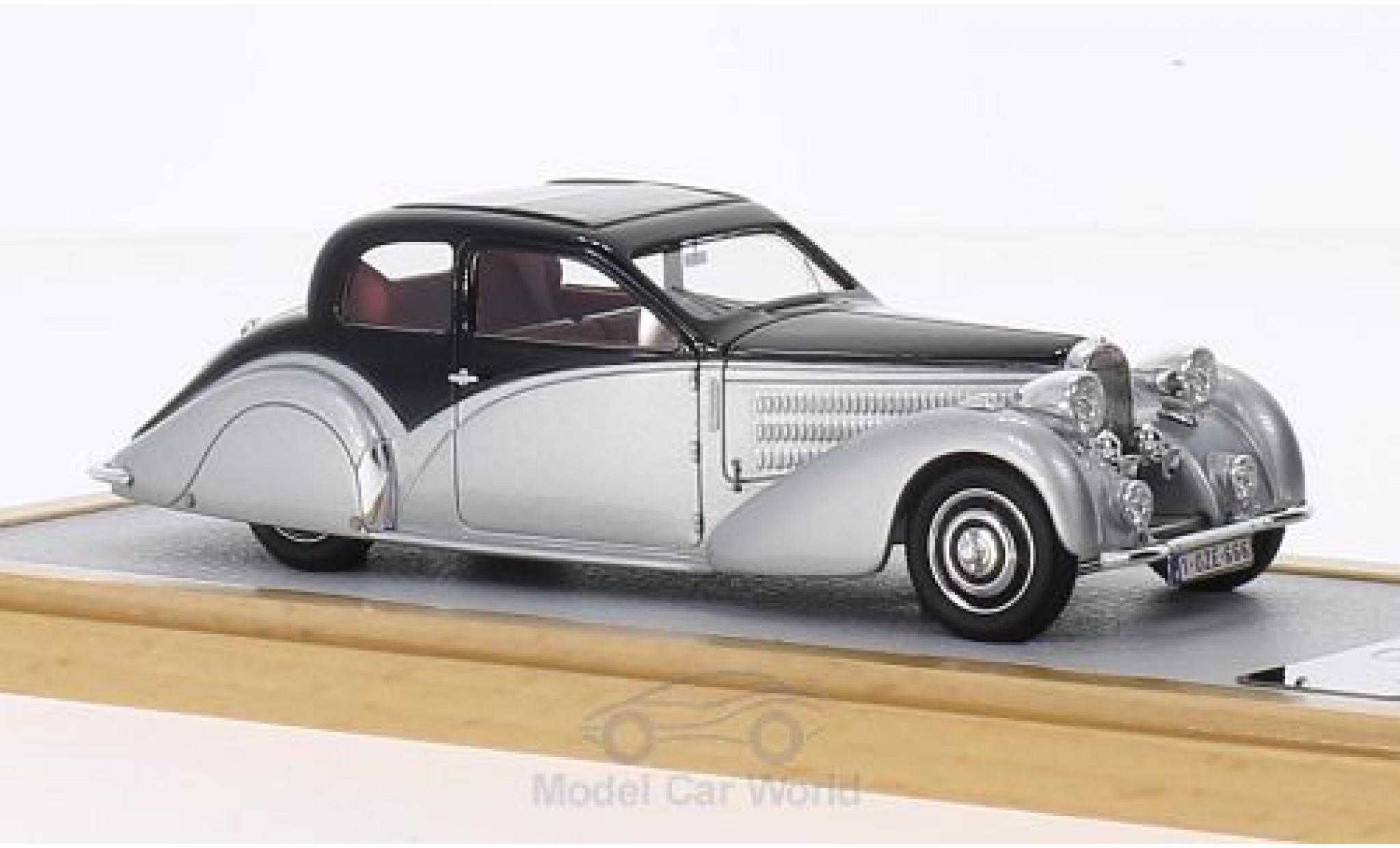 Bugatti 57 SC 1/43 Chromes Type Coach Ventoux Gangloff Speciale Roussel zwart/grijs RHD 1937 modelauto