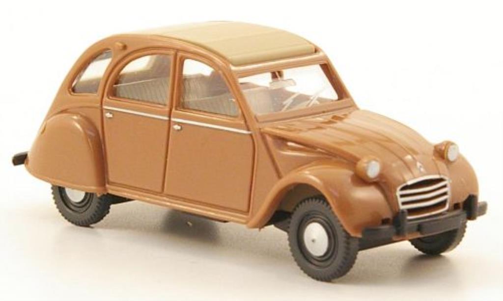 Citroen 2CV 1/87 Wiking bruin/beige modelauto