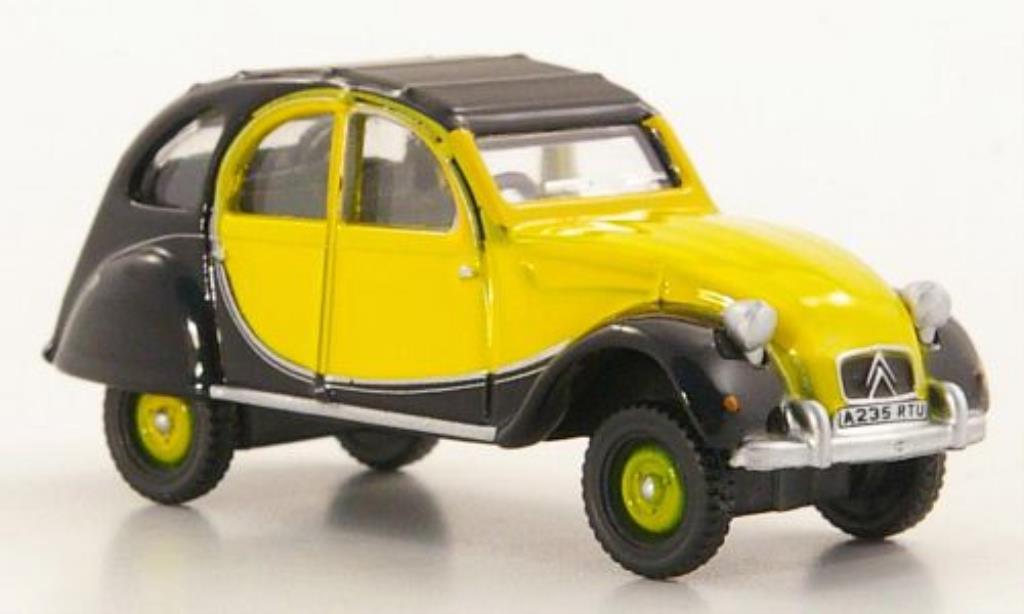 Citroen 2CV 1/76 Oxford Charleston geel/zwart RHD 1963 modelauto