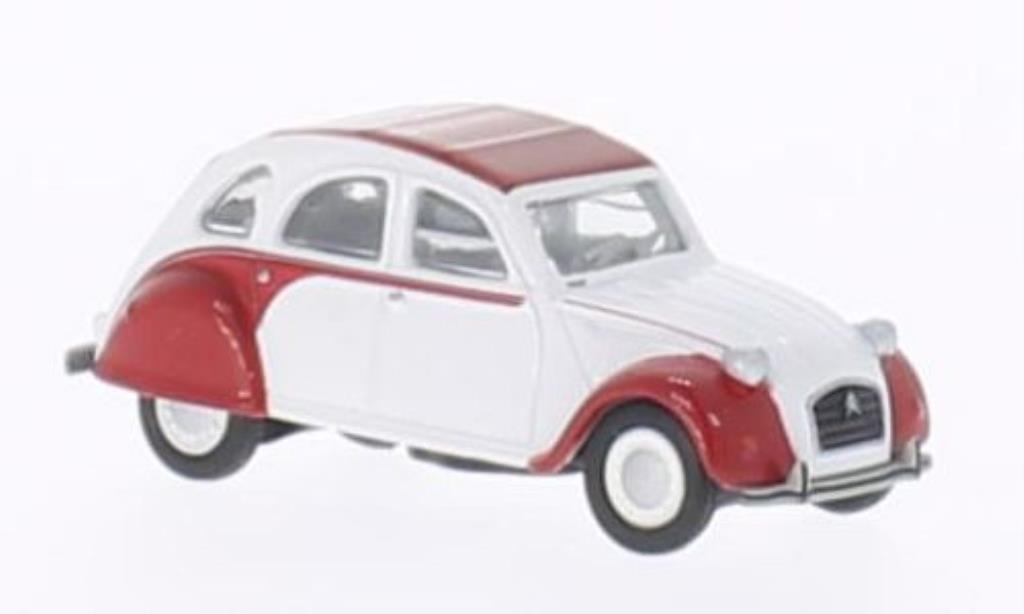 Citroen 2CV 1/87 Schuco Dolly wit/rood modelauto