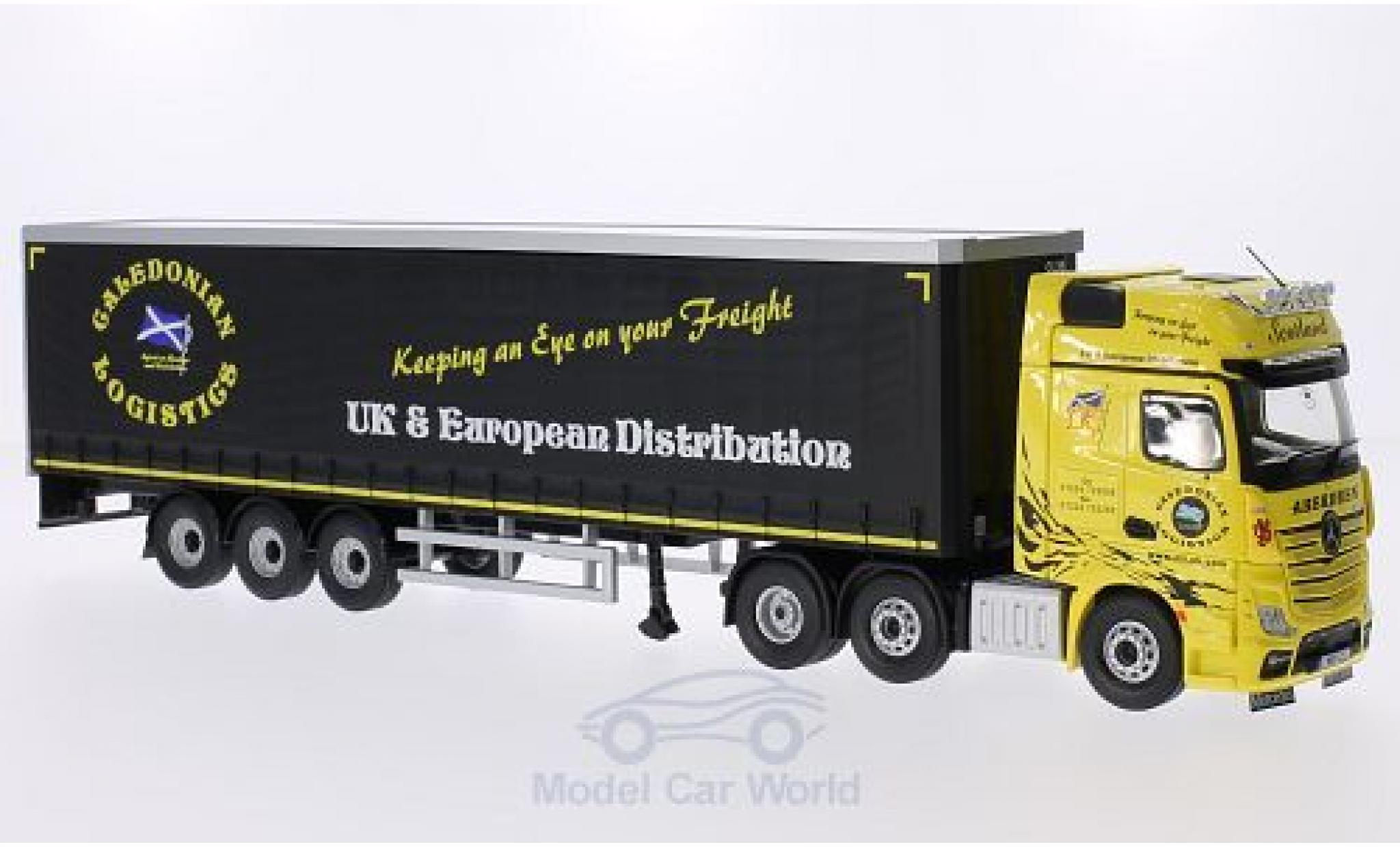 Mercedes Actros 1/50 Corgi MP4 RHD Caledonian Logistics Gardinenplanen-Sattelzug ohne Vitrine modelauto