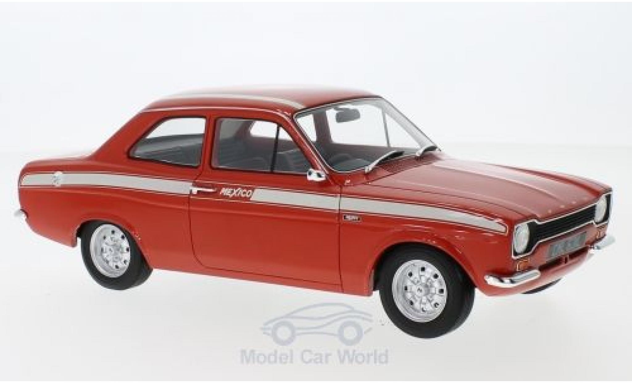 Ford Escort MKI 1/18 Cult Scale Models MKI Mexico rood/wit RHD 1973 modelauto