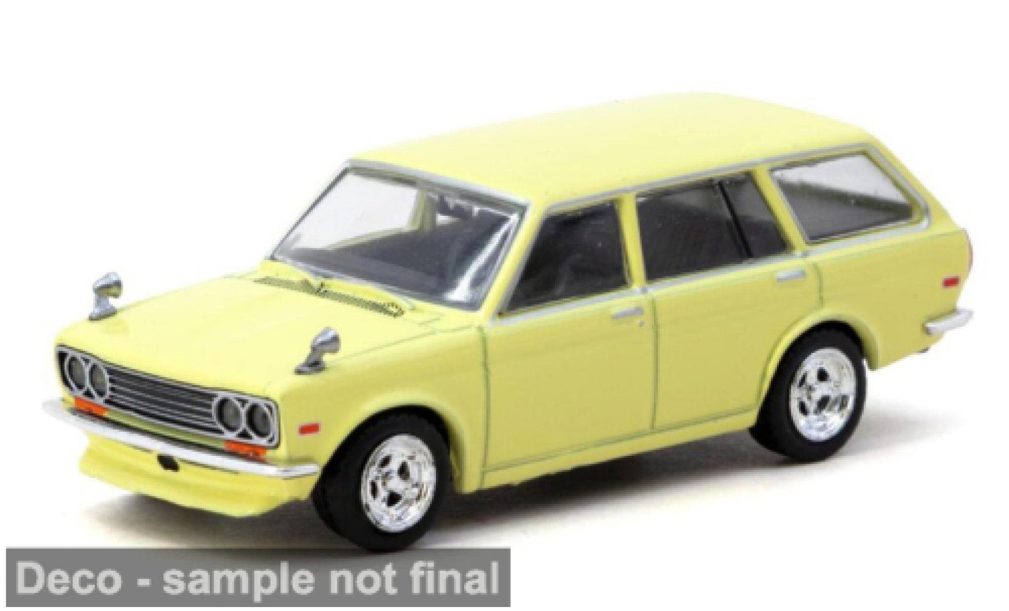 Datsun 510 1/64 Tarmac Works Bluebird Wagon geel 1973 1:64 modelauto