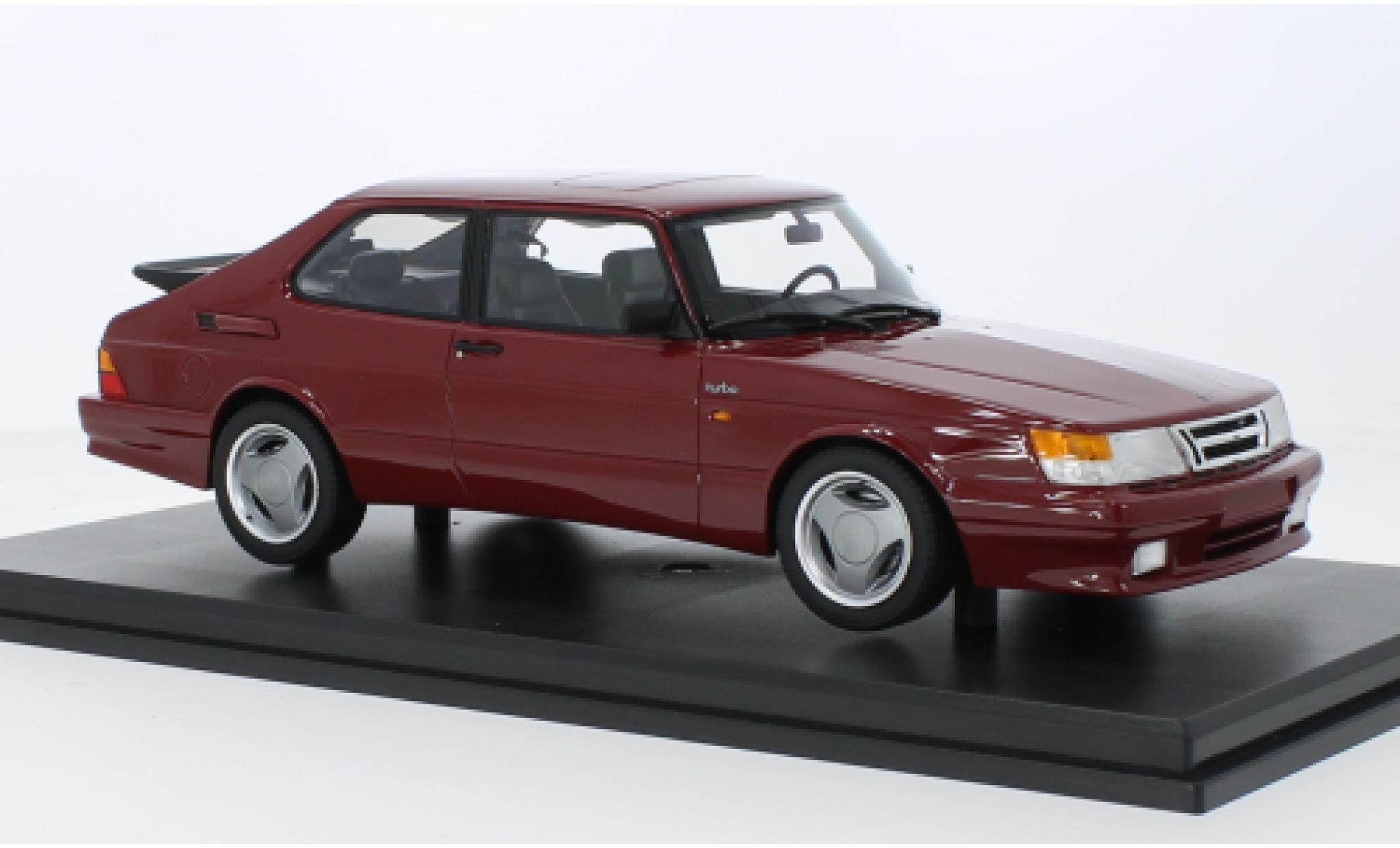 Saab 900 1/18 DNA Collectibles Turbo T16 flux d'air metallic rood fonc&eacute; 1988 modelauto