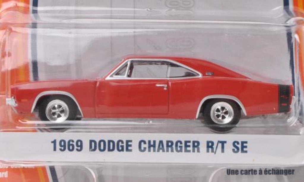 Dodge Charger 1/64 Greenlight R/T SE rood/zwart 1969 modelauto