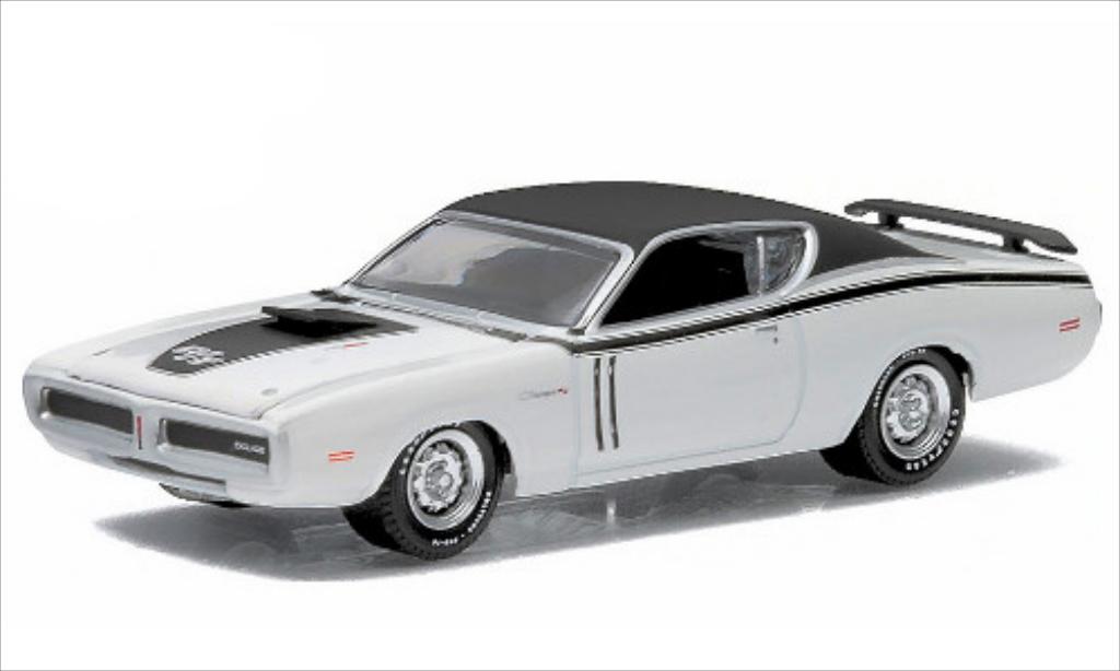 Dodge Charger 1/64 Greenlight R/T wit/matt-zwart 1971 modelauto