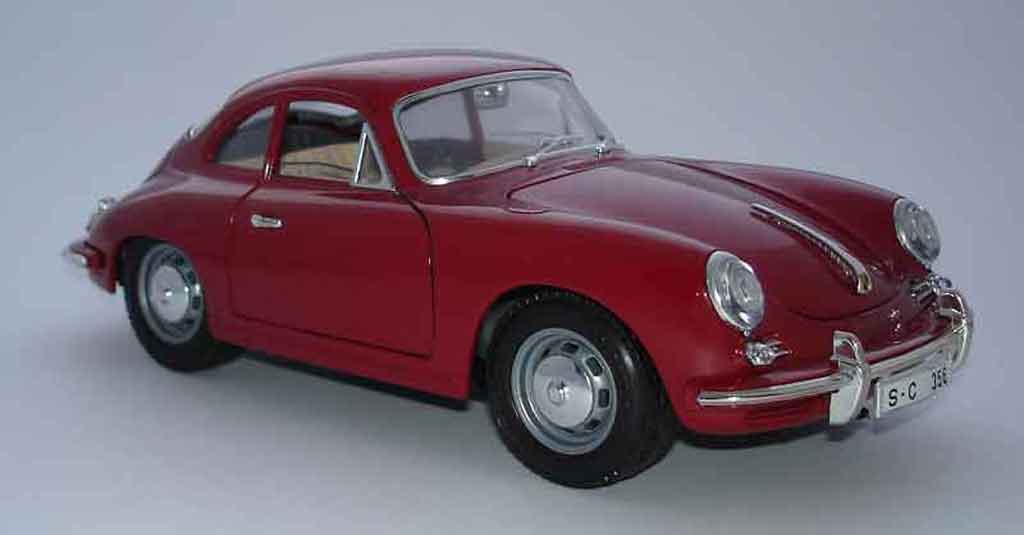 Porsche 356 1/18 Burago B coupe rood modelauto