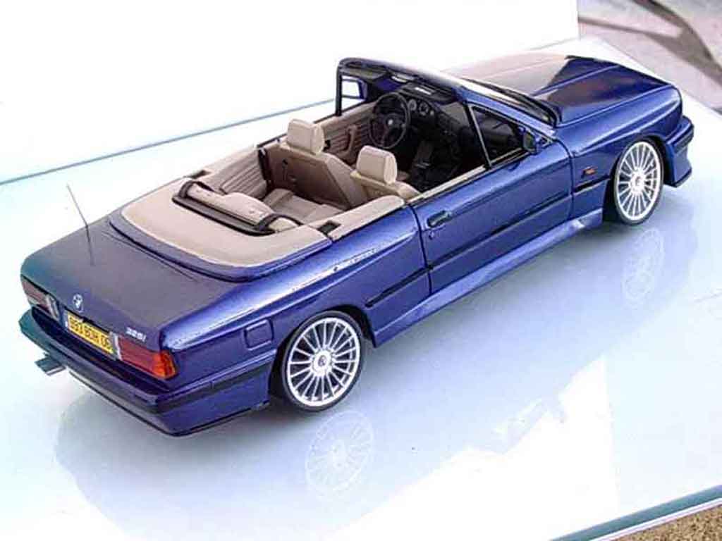 Bmw 325 Cabriolet E30 i e30 blauw metallized swap moteur m3 interieur cuir beige 1/18 Autoart