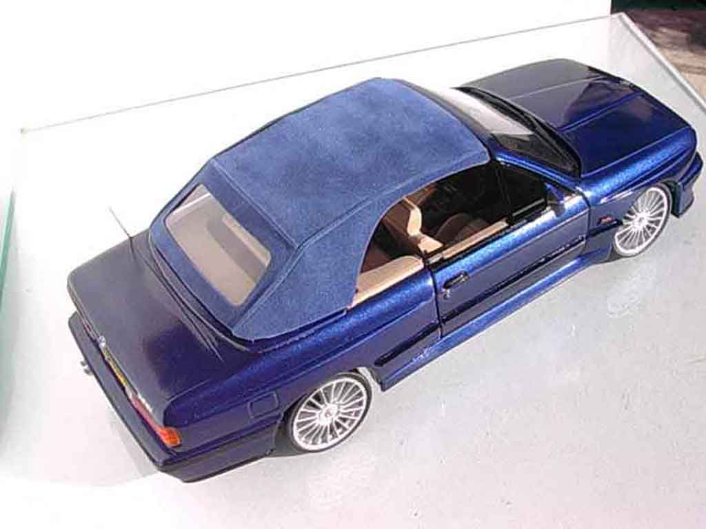 Bmw 325 Cabriolet E30 i e30 blauw metallized swap moteur m3 interieur cuir beige 1/18 Autoart