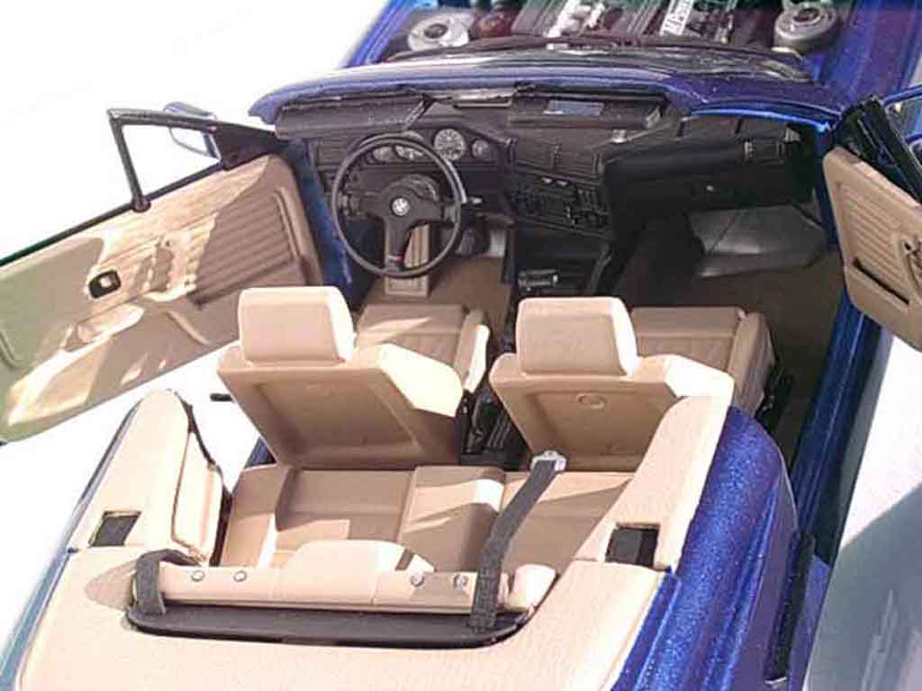 Bmw 325 Cabriolet E30 i e30 blauw metallized swap moteur m3 interieur cuir beige 1/18 Autoart