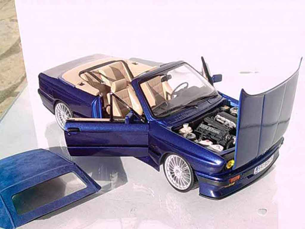 Bmw 325 Cabriolet E30 i e30 blauw metallized swap moteur m3 interieur cuir beige 1/18 Autoart