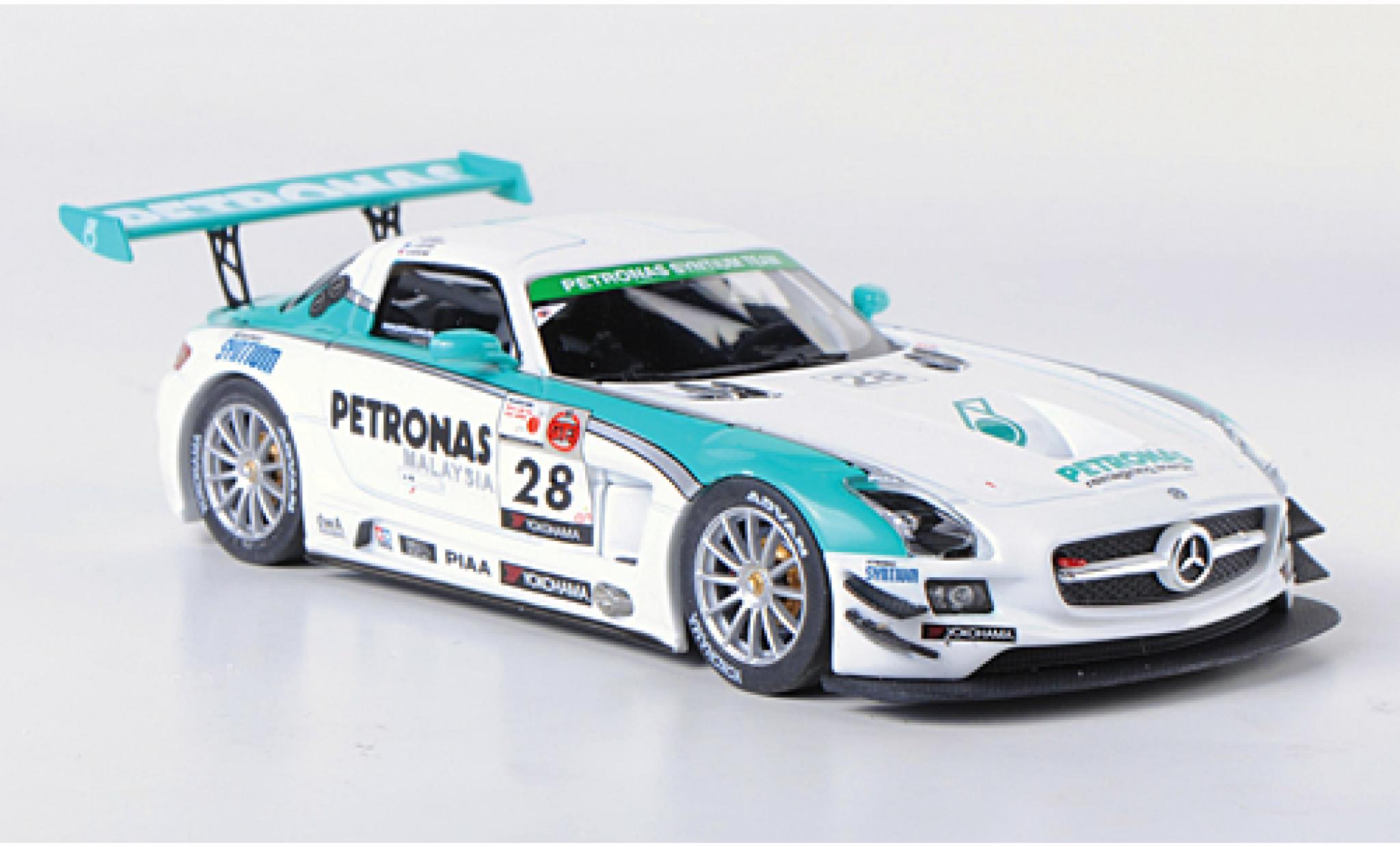 Mercedes SLS 1/43 Ebbro AMG GT3 No.28 Petronas Synthium 12h Merdeka 2011 M.Moh/T.Kataoka/J.Lester/R.Ritchie modelauto