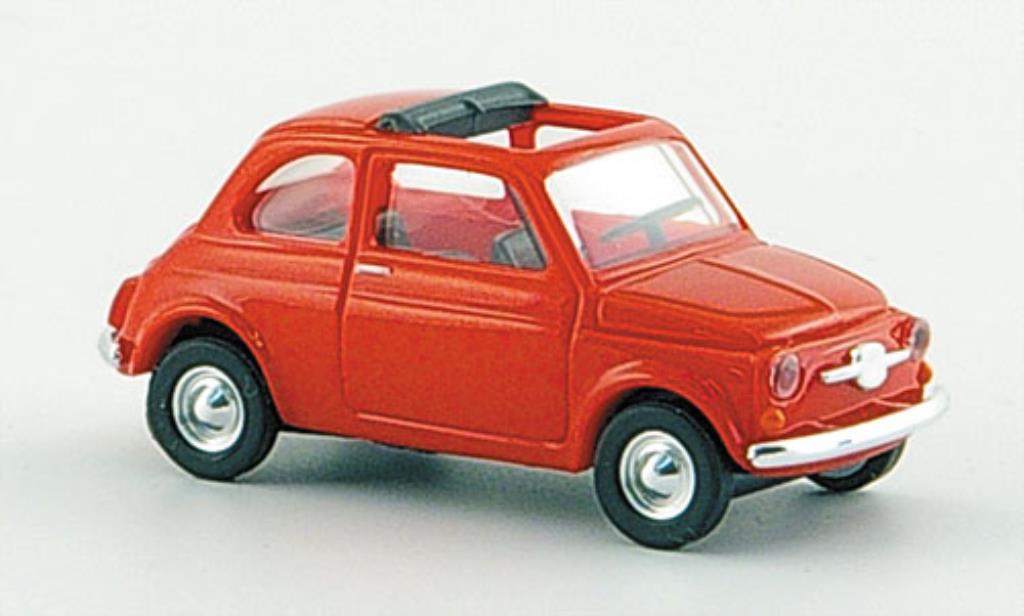 Fiat 500 F 1/87 Busch F rood mit geoffnetem Faltdach 1965 modelauto