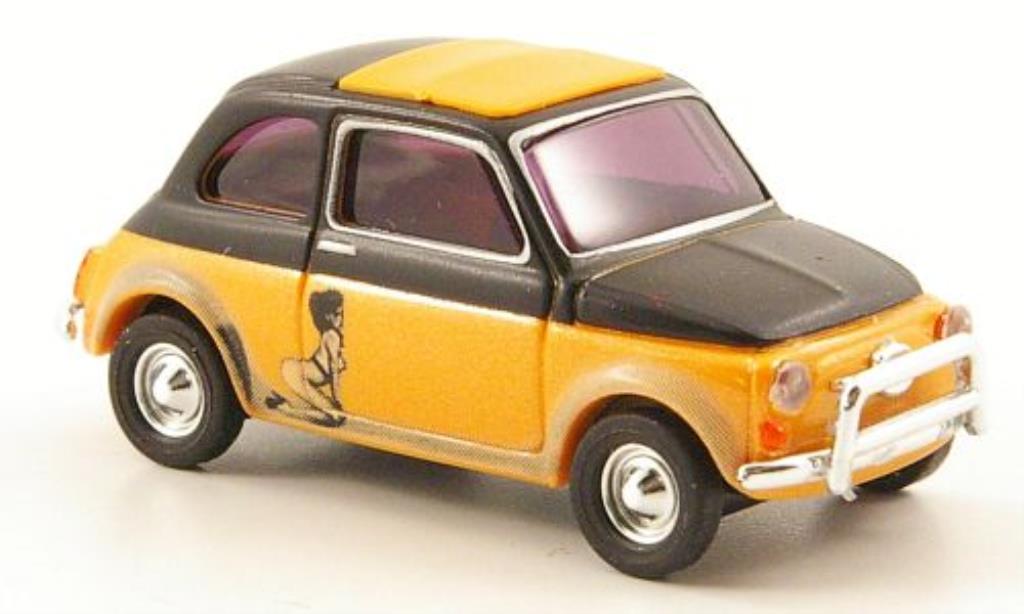 Fiat 500 1/87 Busch Illusion oranje/zwart modelauto