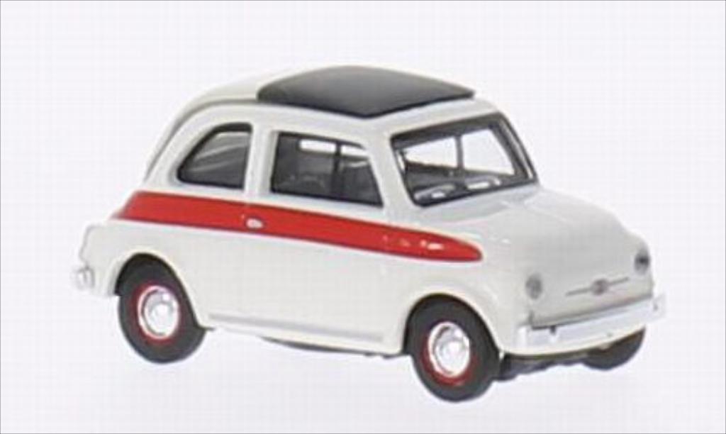 Fiat 500 Sport 1/87 Schuco Sport wit/rood modelauto