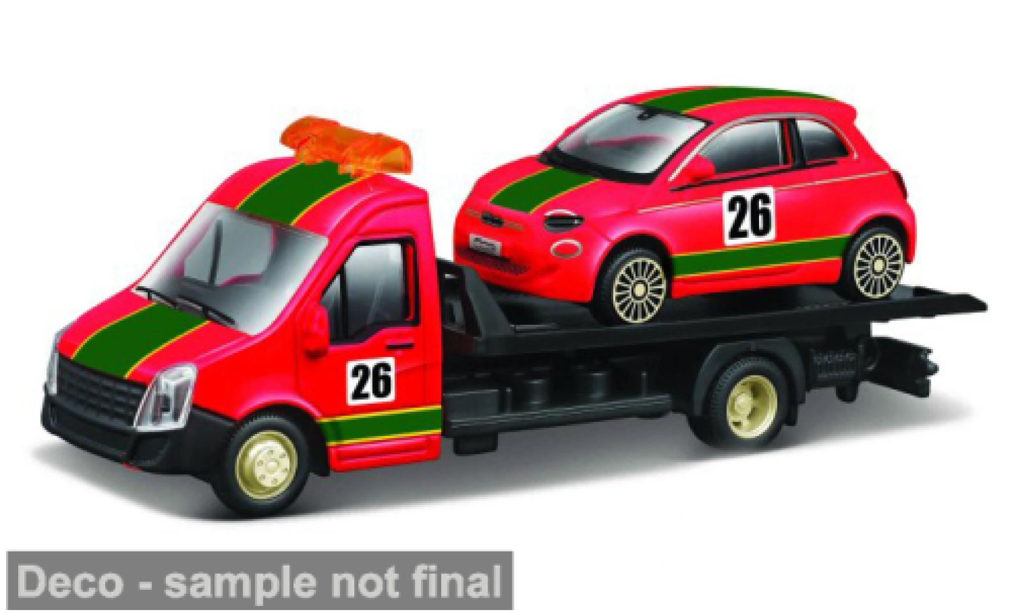Fiat 500 1/43 Burago e rood/Dekor #26 1:43 Bburago modelauto