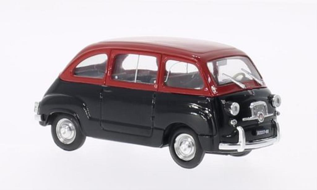 Fiat 600 1/43 Brumm Multipla D rood/zwart 1960 modelauto