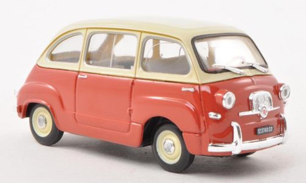 Fiat 600 1/43 Brumm Multipla rood/beige 1956 modelauto