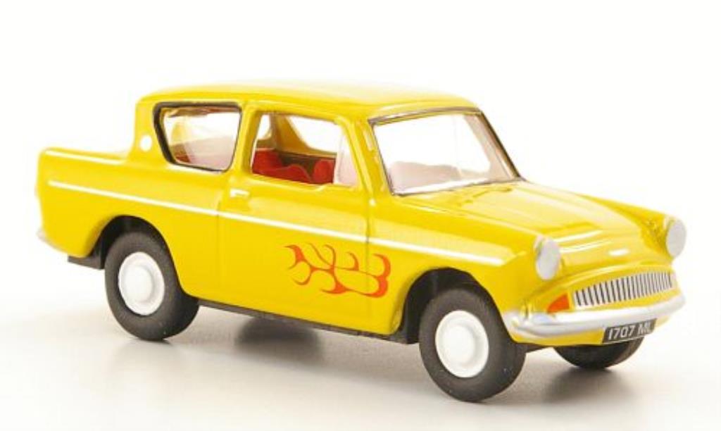 Ford Anglia 1/76 Oxford geel mit Flammendekor modelauto