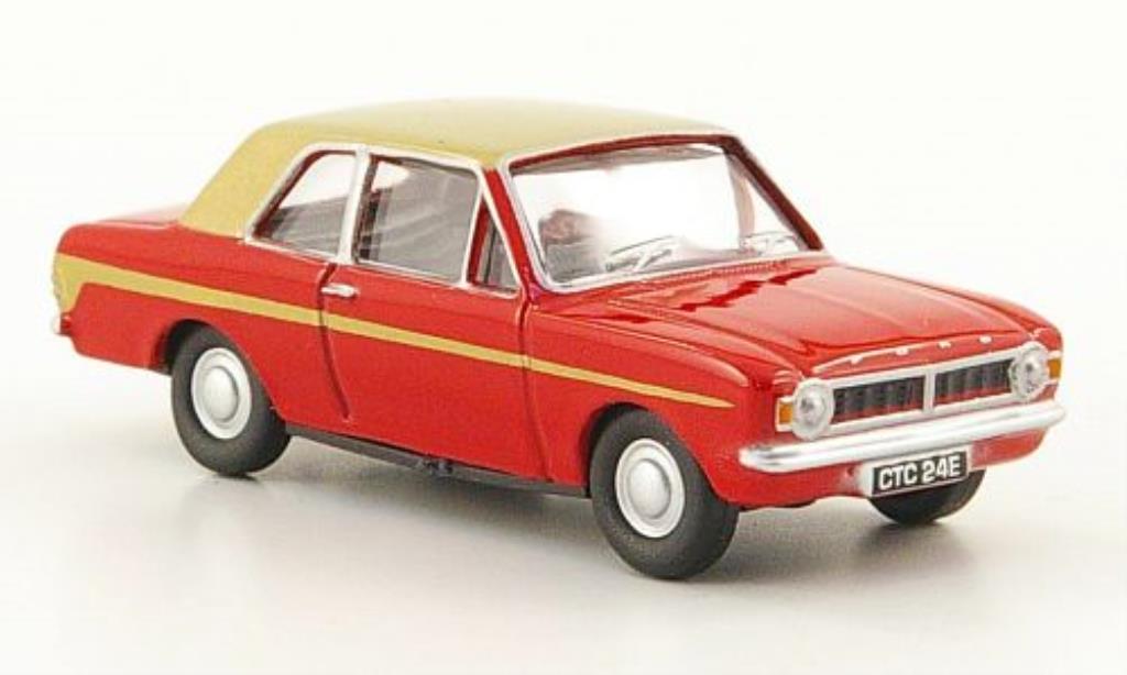 Ford Cortina 1/76 Oxford MKII rood/gold modelauto