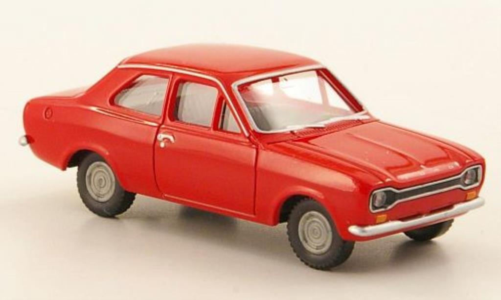 Ford Escort 1/87 Wiking MKI rood modelauto